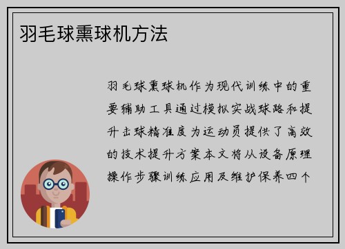 羽毛球熏球机方法